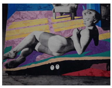 Colorful abstract artwork featuring a reclining figure, available at Chelsea Art Group - New York City top trusted art advisers in conceptual and sculpture.