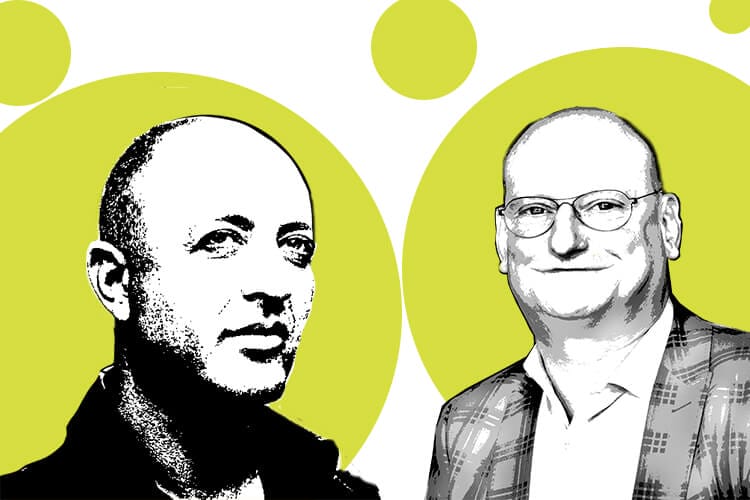 Illustrated portraits with abstract yellow circles, available at Chelsea Art Group - New York City top trusted art advisers in conceptual and visual arts.