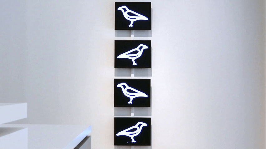 Julien Opie's digital crow artwork display, available at Chelsea Art Group - New York City top trusted art advisers in conceptual, drawing, painting, photography and sculpture.
