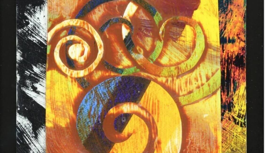 Abstract spiral artwork by Alvin Loving, showcasing vibrant colors and textures, only available at Chelsea Art Group - New York City top trusted art advisers.