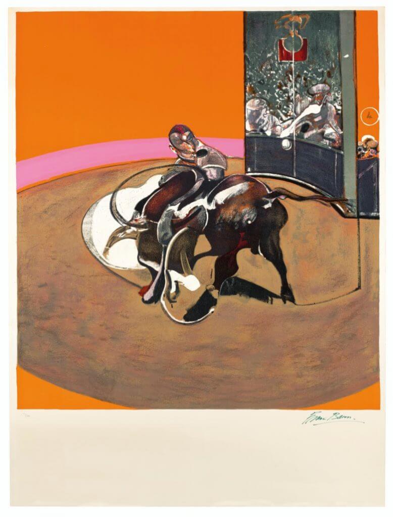 Francis Bacon (1909-1992), Étude pour une corrida, 1971. Lithograph in colours. Image 1263 x 1150 mm, Sheet 1600 x 1200 mm. Estimate: £40,000-60,000. Offered in Prints & Multiples on 18 March 2020 at Christie’s in London