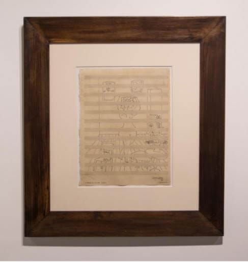 Saul Steinberg
Untitled, 1948, 1948
Ink on music manuscript paper
Paper: 11 3⁄4 x 9 1⁄4 inches
Framed: 22 x 20 1⁄2 inches