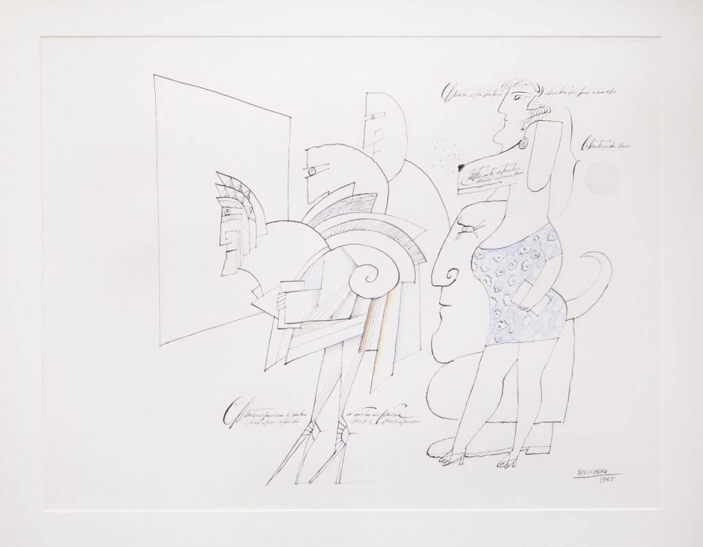 Saul Steinberg Conditioned Reflexer,, 1965 Ink, crayon, watercolor on paper 18 3⁄4 x 24 1⁄4 inches