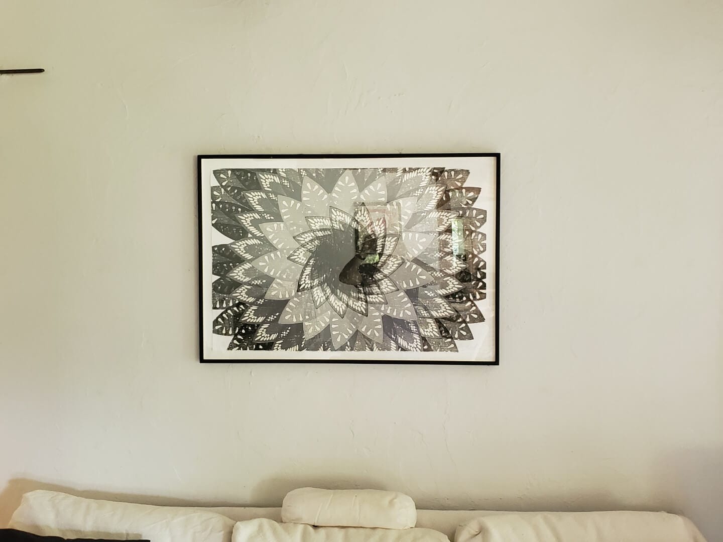 Framed abstract geometric artwork in grayscale, available at Chelsea Art Group - New York City top trusted art advisers in conceptual, drawing, painting, photography and sculpture.