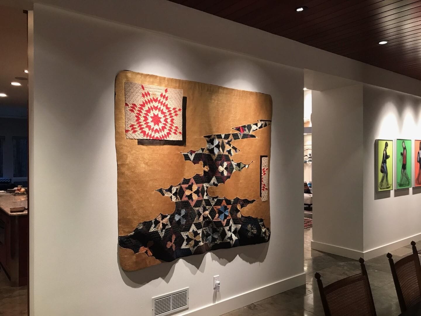 Intricate quilt art on display, only available at Chelsea Art Group - New York City top trusted art advisers in conceptual, drawing, painting, photography and sculpture.