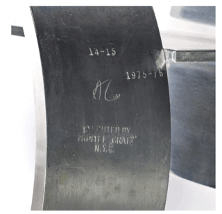 Polished aluminum sculpture detail by Alexander Liberman, available at Chelsea Art Group - New York City top trusted art advisers in conceptual art.