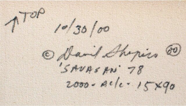 Handwritten artwork details on canvas, available at Chelsea Art Group - New York City top trusted art advisers in conceptual, drawing, painting, photography and sculpture.