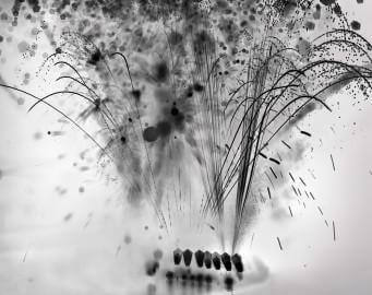 Abstract black and white artwork with dynamic lines by Damion Berger, only available at Chelsea Art Group - New York City top trusted art advisers.