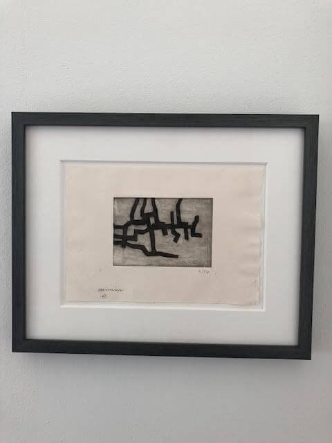 Abstract black and white artwork in a black frame, available at Chelsea Art Group - New York City top trusted art advisers in conceptual, drawing, painting, photography and sculpture.