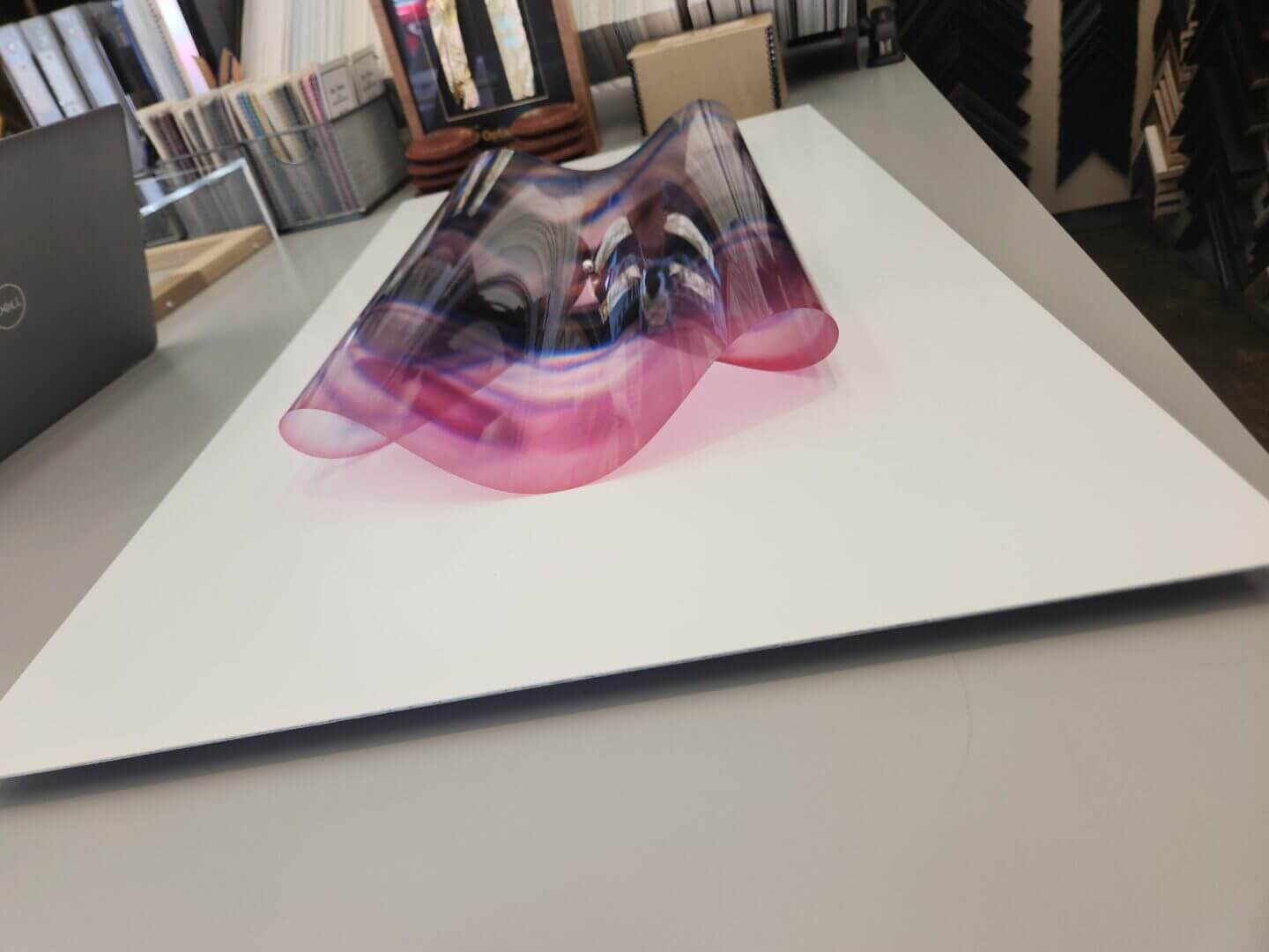 Colorful abstract sculpture with fluid curves on display, available at Chelsea Art Group - New York City top trusted art advisers in conceptual art.