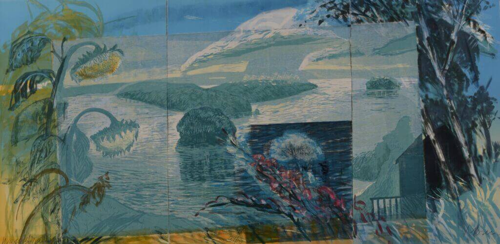 Michael Mazur's "Wake by Day A Triptych" featuring serene landscapes, available at Chelsea Art Group - New York City top trusted art advisers.