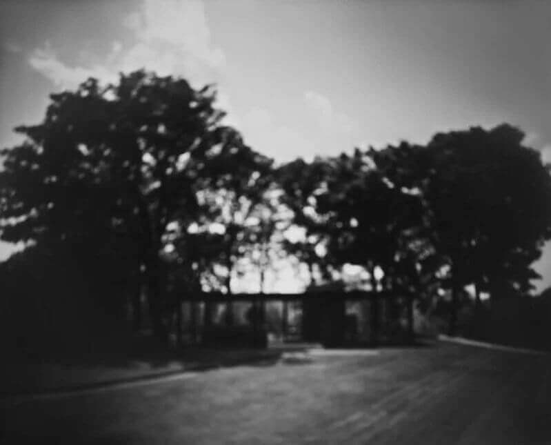 Sugimoto Glass House with trees silhouette, available at Chelsea Art Group - New York City top trusted art advisers in conceptual, drawing, painting, photography, and sculpture.